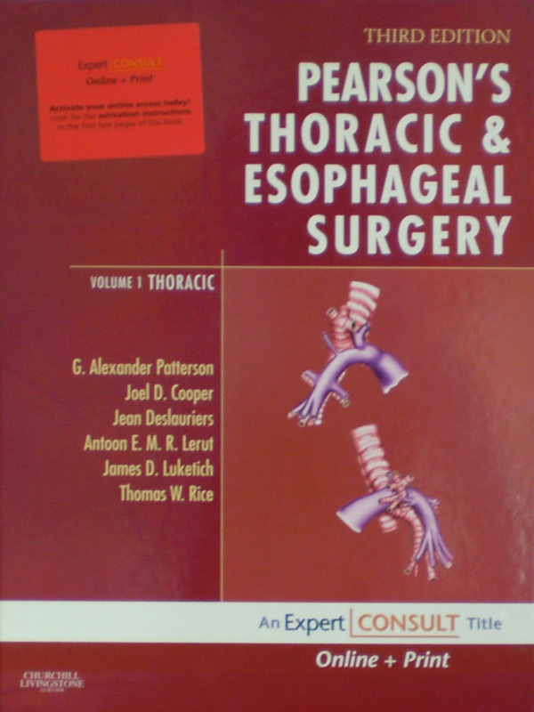 Libro: Pearson's Thoracic & Esophageal Surgery 3th. Edition 2 Vol. Set Autor: Alexander Patterson